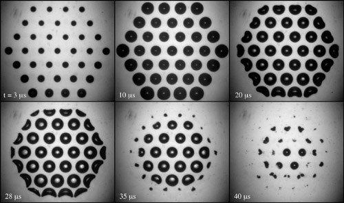 Cavitation bubble cluster.